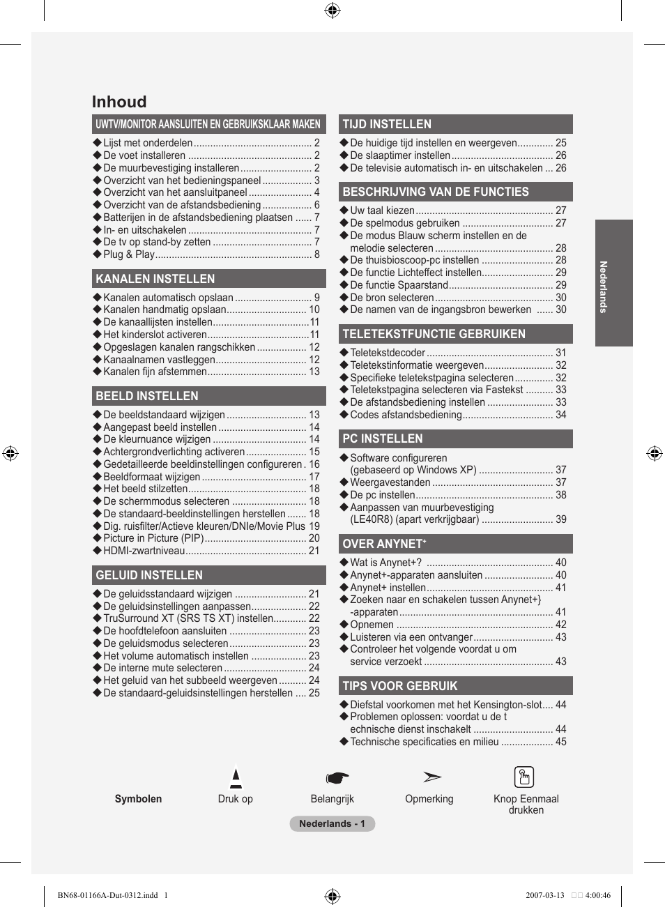 Inhoud | Samsung LE32R83B User Manual | Page 141 / 559