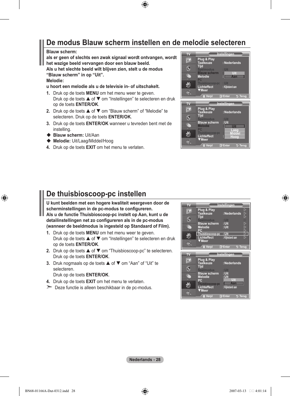 De thuisbioscoop-pc instellen | Samsung LE32R83B User Manual | Page 168 / 559