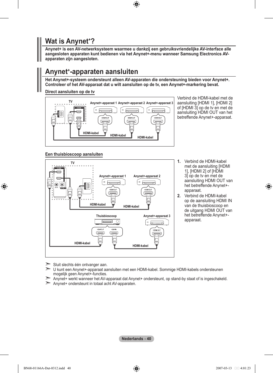 Wat is anynet, Anynet, Apparaten aansluiten | Samsung LE32R83B User Manual | Page 180 / 559
