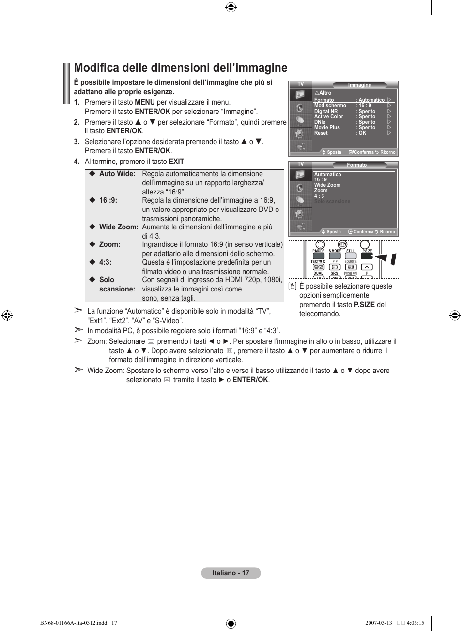 Modifica delle dimensioni dell’immagine | Samsung LE32R83B User Manual | Page 203 / 559