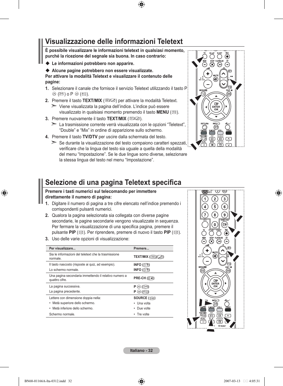 Visualizzazione delle informazioni teletext, Selezione di una pagina teletext specifica | Samsung LE32R83B User Manual | Page 218 / 559