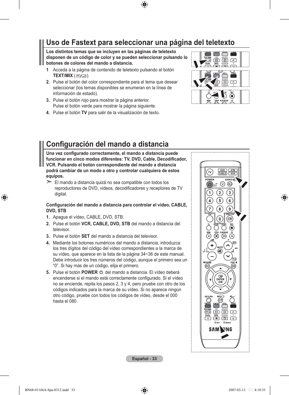 Configuración del mando a distancia | Samsung LE32R83B User Manual | Page 267 / 559