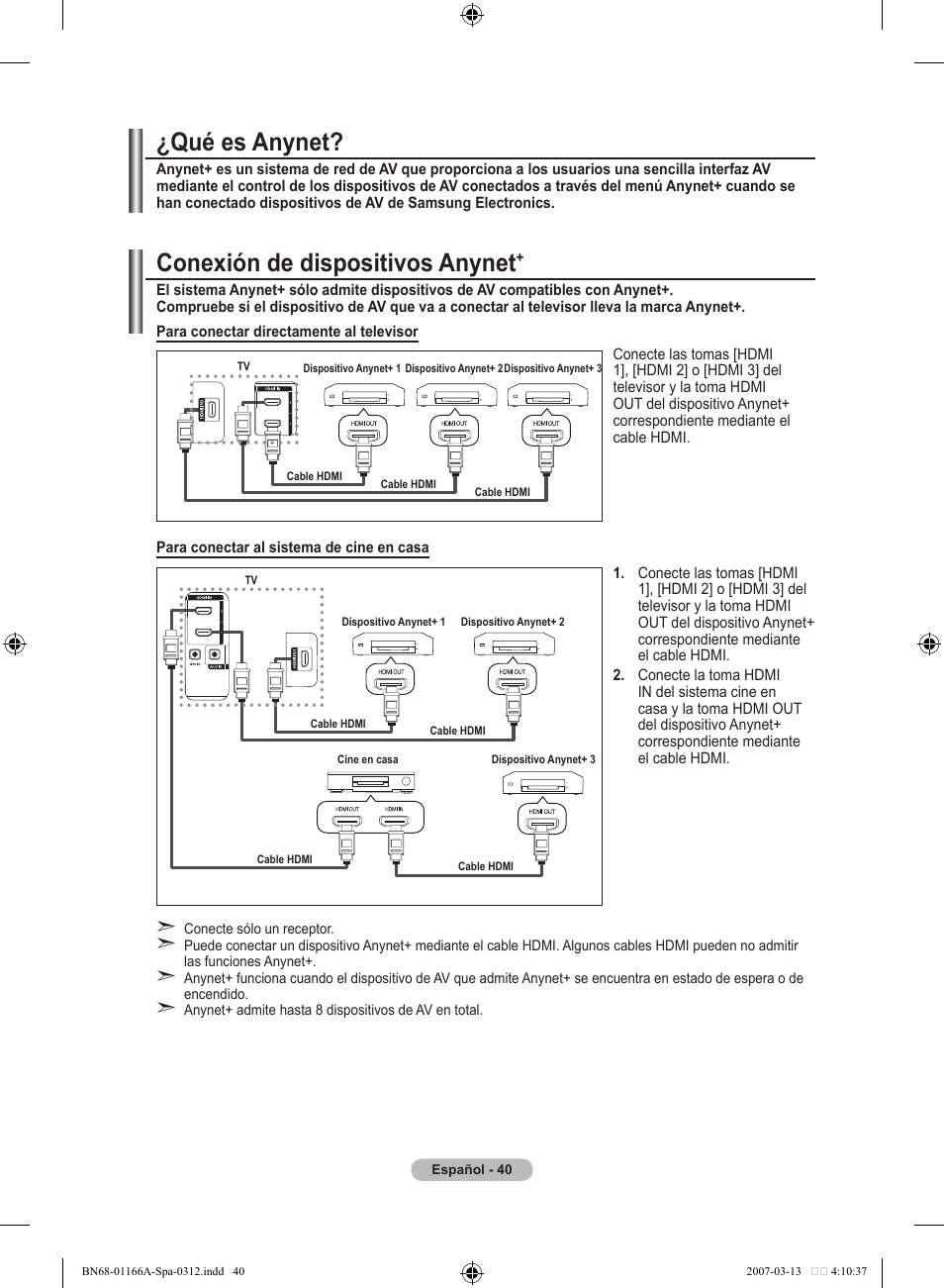 Conexión de dispositivos anynet, Qué es anynet | Samsung LE32R83B User Manual | Page 274 / 559