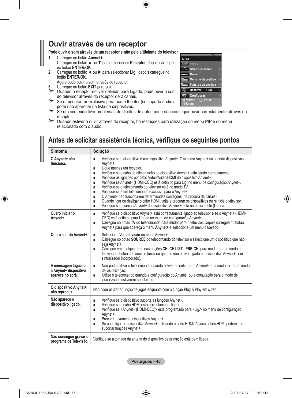 Ouvir através de um receptor | Samsung LE32R83B User Manual | Page 323 / 559