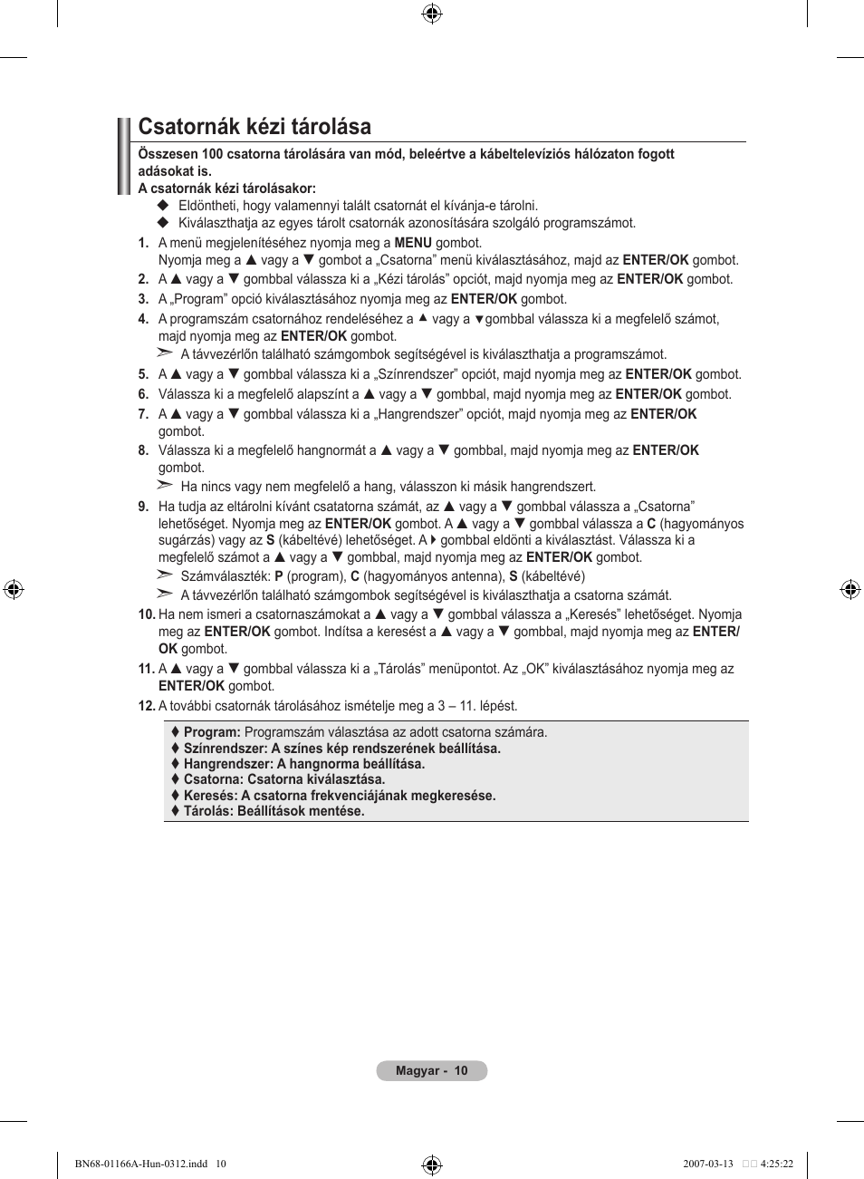Csatornák kézi tárolása | Samsung LE32R83B User Manual | Page 336 / 559