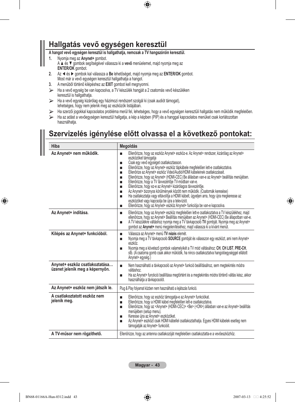 Hallgatás vevő egységen keresztül | Samsung LE32R83B User Manual | Page 369 / 559