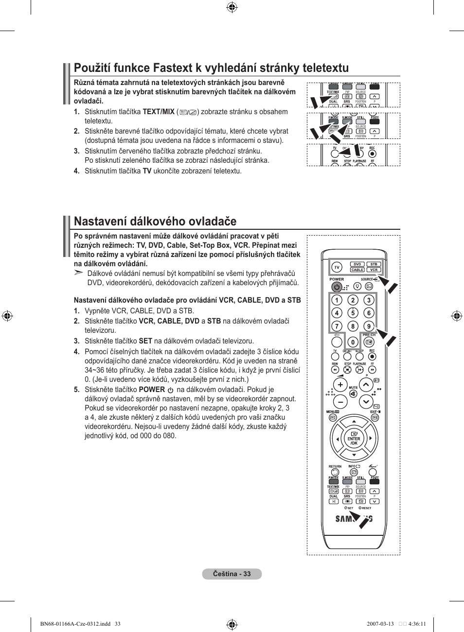 Nastavení dálkového ovladače | Samsung LE32R83B User Manual | Page 451 / 559