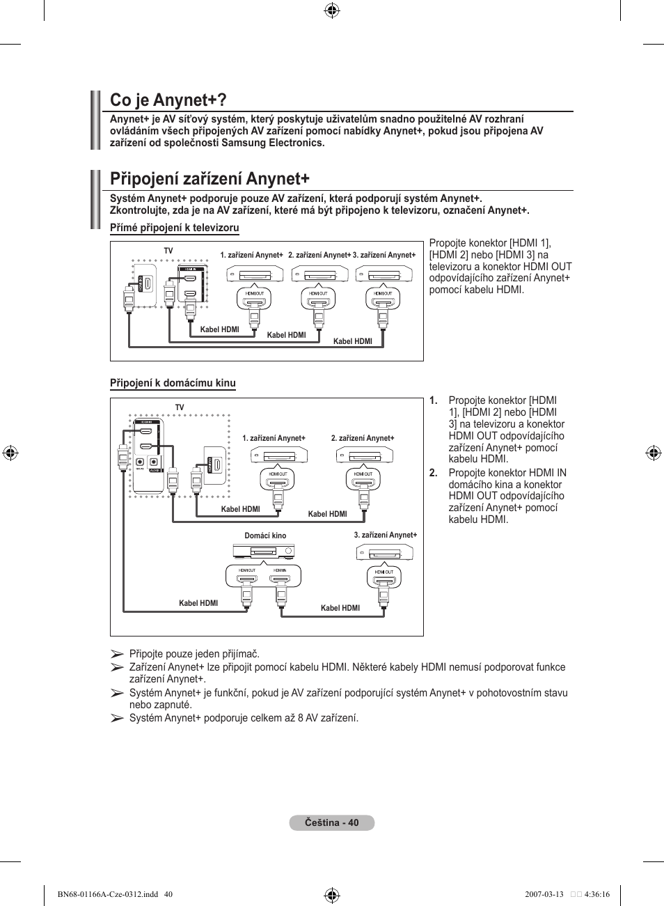 Připojení zařízení anynet, Co je anynet | Samsung LE32R83B User Manual | Page 458 / 559