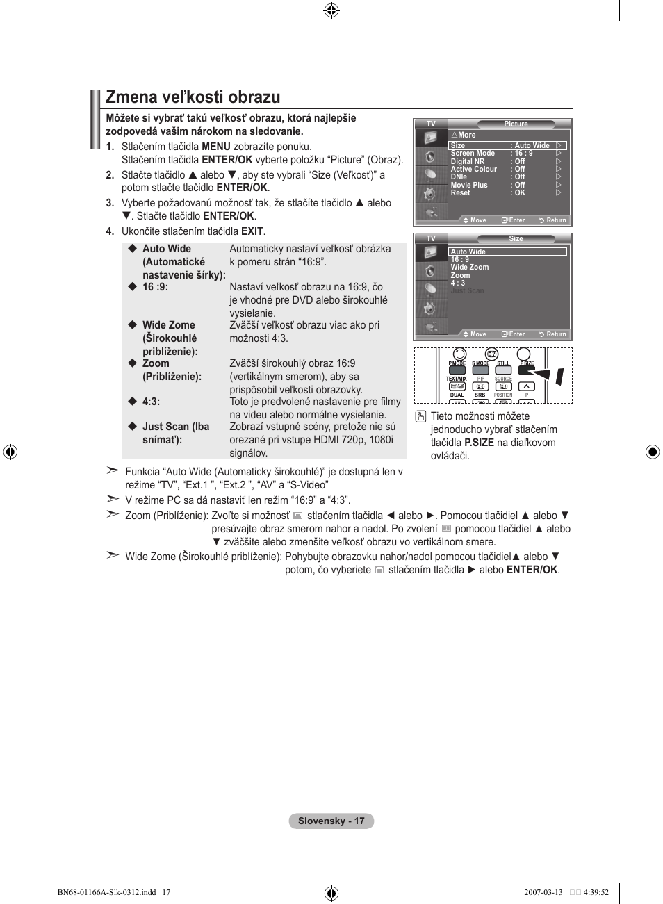 Zmena veľkosti obrazu | Samsung LE32R83B User Manual | Page 481 / 559