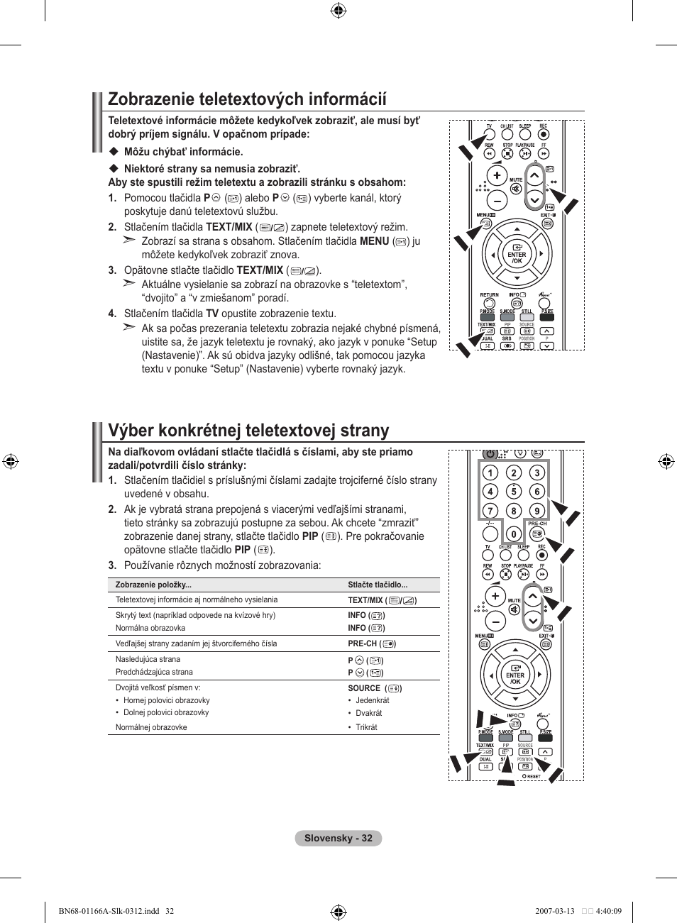 Zobrazenie teletextových informácií, Výber konkrétnej teletextovej strany | Samsung LE32R83B User Manual | Page 496 / 559