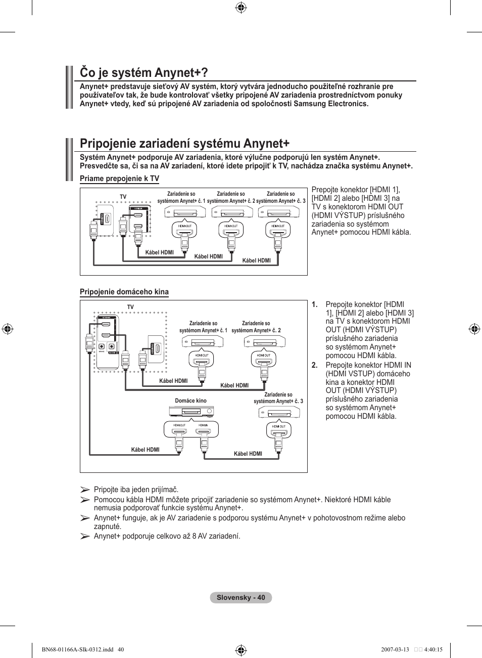 Čo je systém anynet, Pripojenie zariadení systému anynet | Samsung LE32R83B User Manual | Page 504 / 559