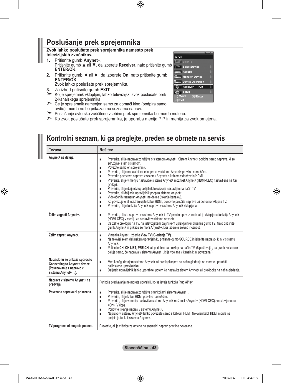 Poslušanje prek sprejemnika | Samsung LE32R83B User Manual | Page 553 / 559
