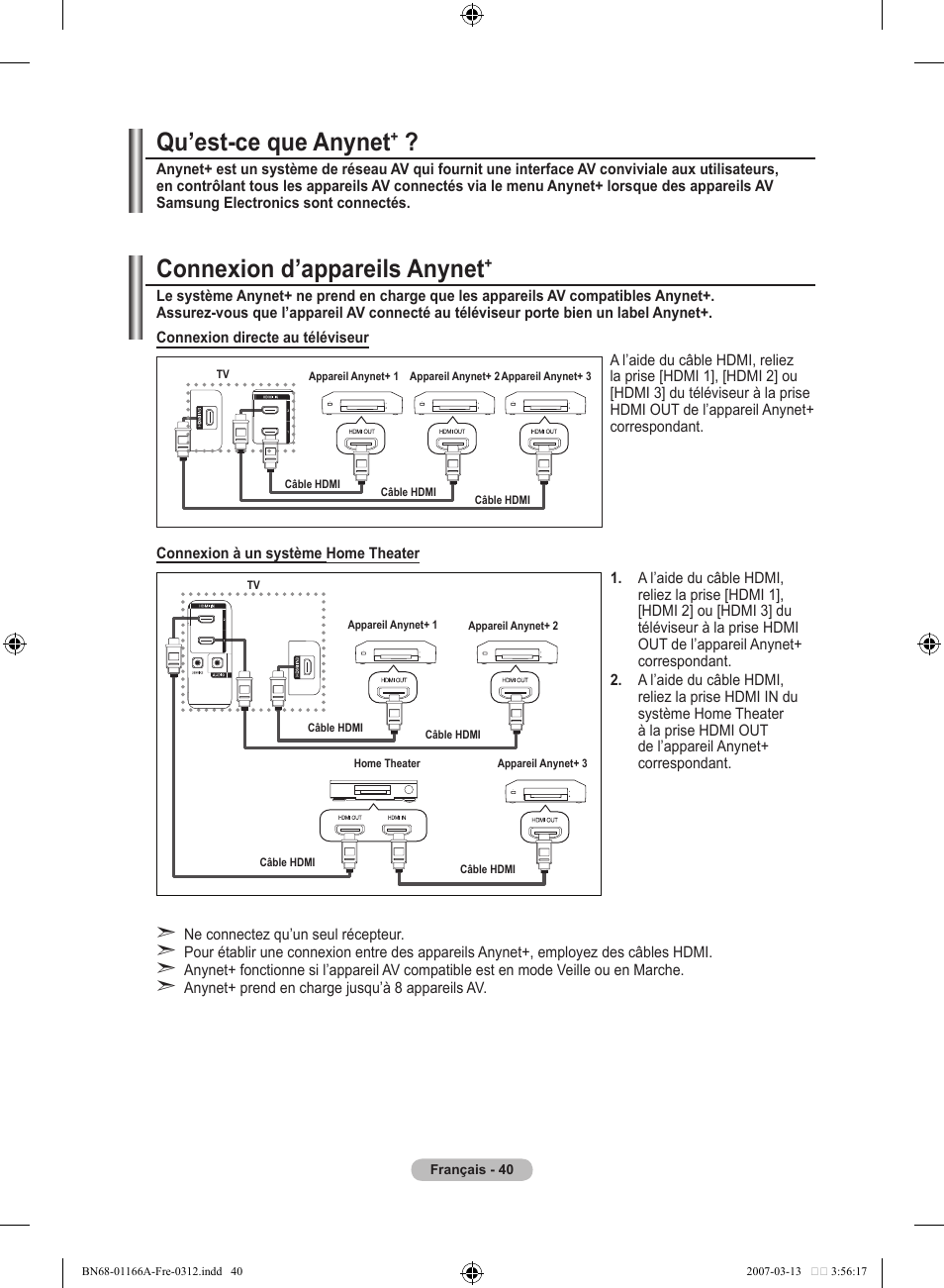Qu’est-ce que anynet, Connexion d’appareils anynet | Samsung LE32R83B User Manual | Page 88 / 559