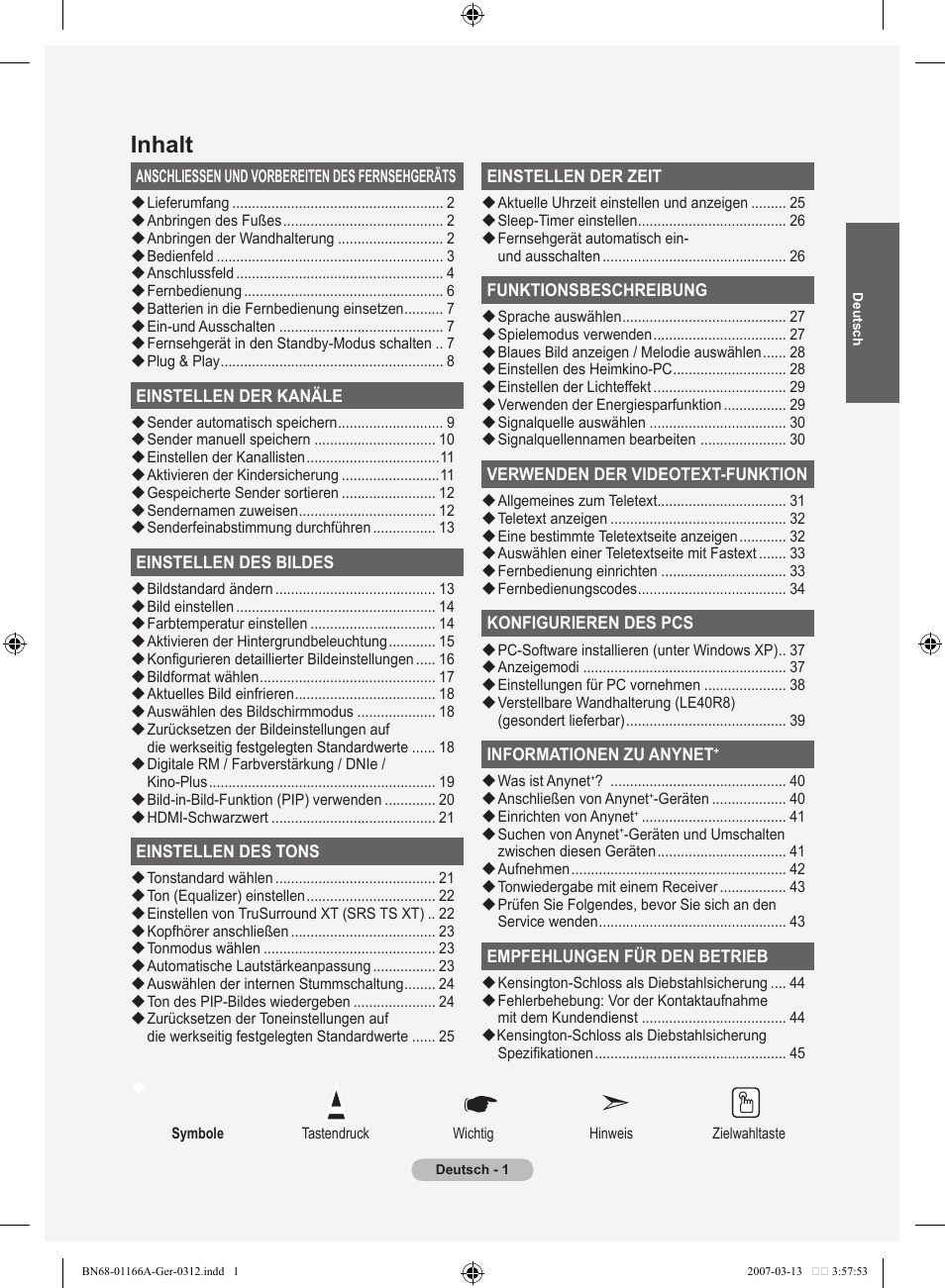 Inhalt | Samsung LE32R83B User Manual | Page 95 / 559