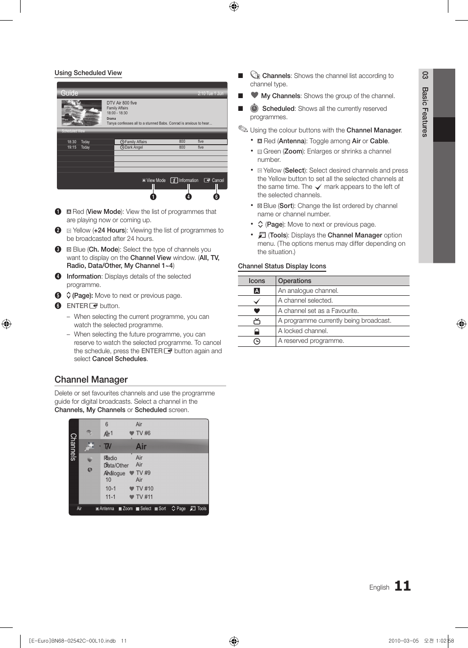 Channel manager, 7air | Samsung LE32C530F1W User Manual | Page 11 / 381