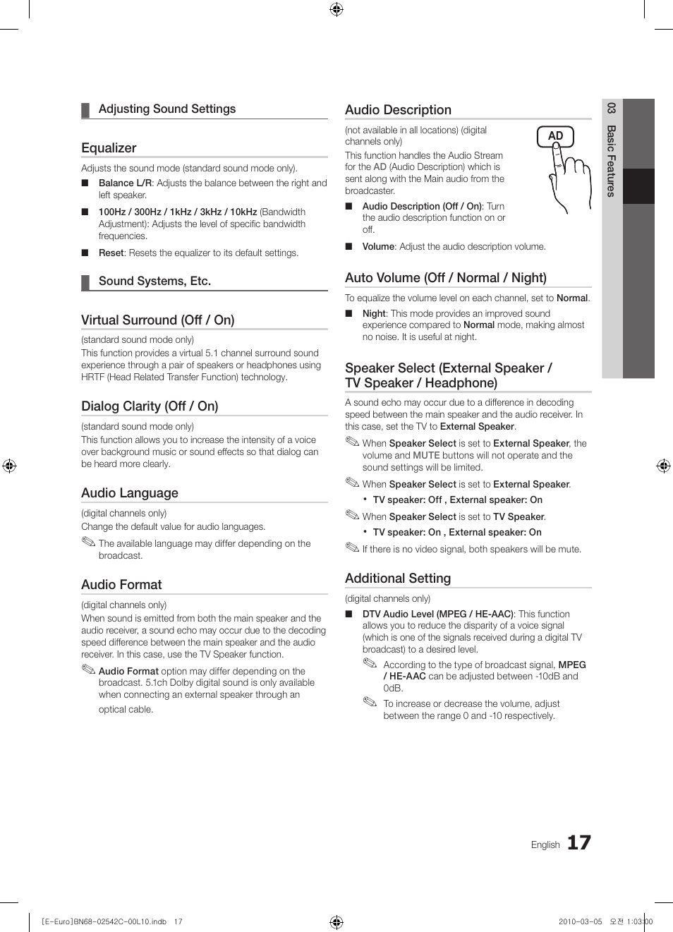 Samsung LE32C530F1W User Manual | Page 17 / 381