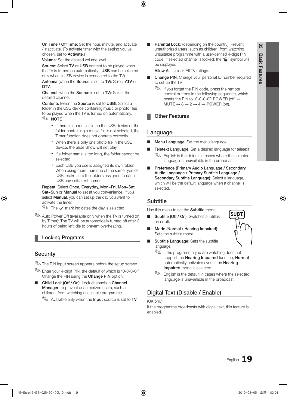 Samsung LE32C530F1W User Manual | Page 19 / 381