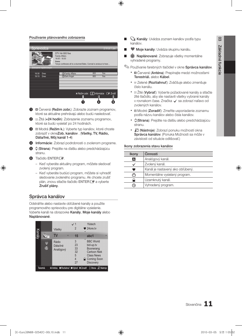 Správca kanálov | Samsung LE32C530F1W User Manual | Page 277 / 381