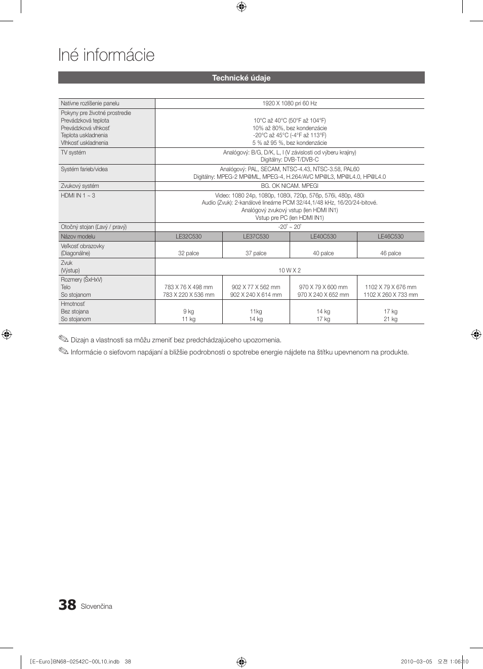 Iné informácie | Samsung LE32C530F1W User Manual | Page 304 / 381