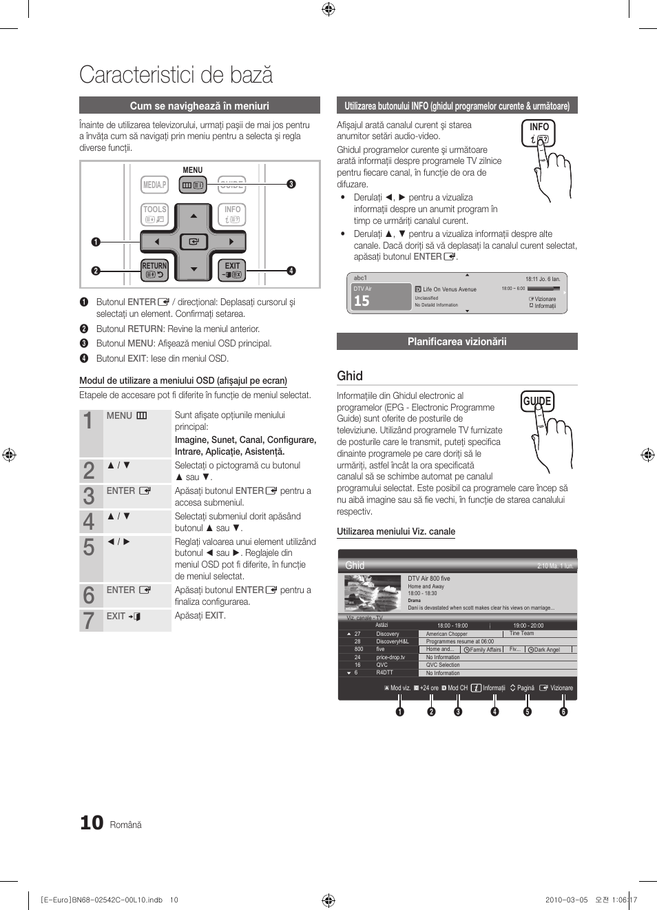 Caracteristici de bază, Ghid | Samsung LE32C530F1W User Manual | Page 314 / 381