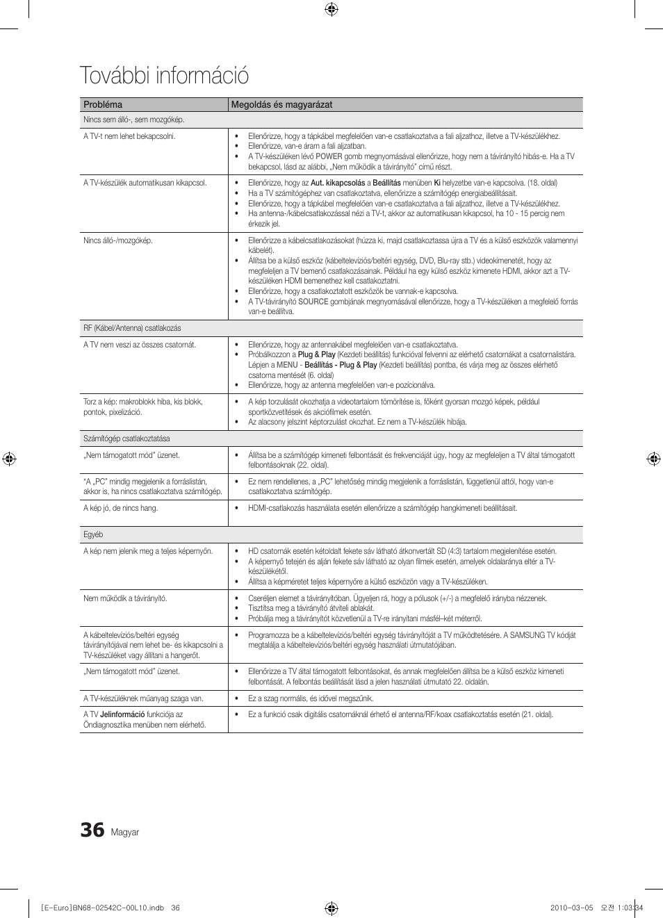 További információ | Samsung LE32C530F1W User Manual | Page 74 / 381