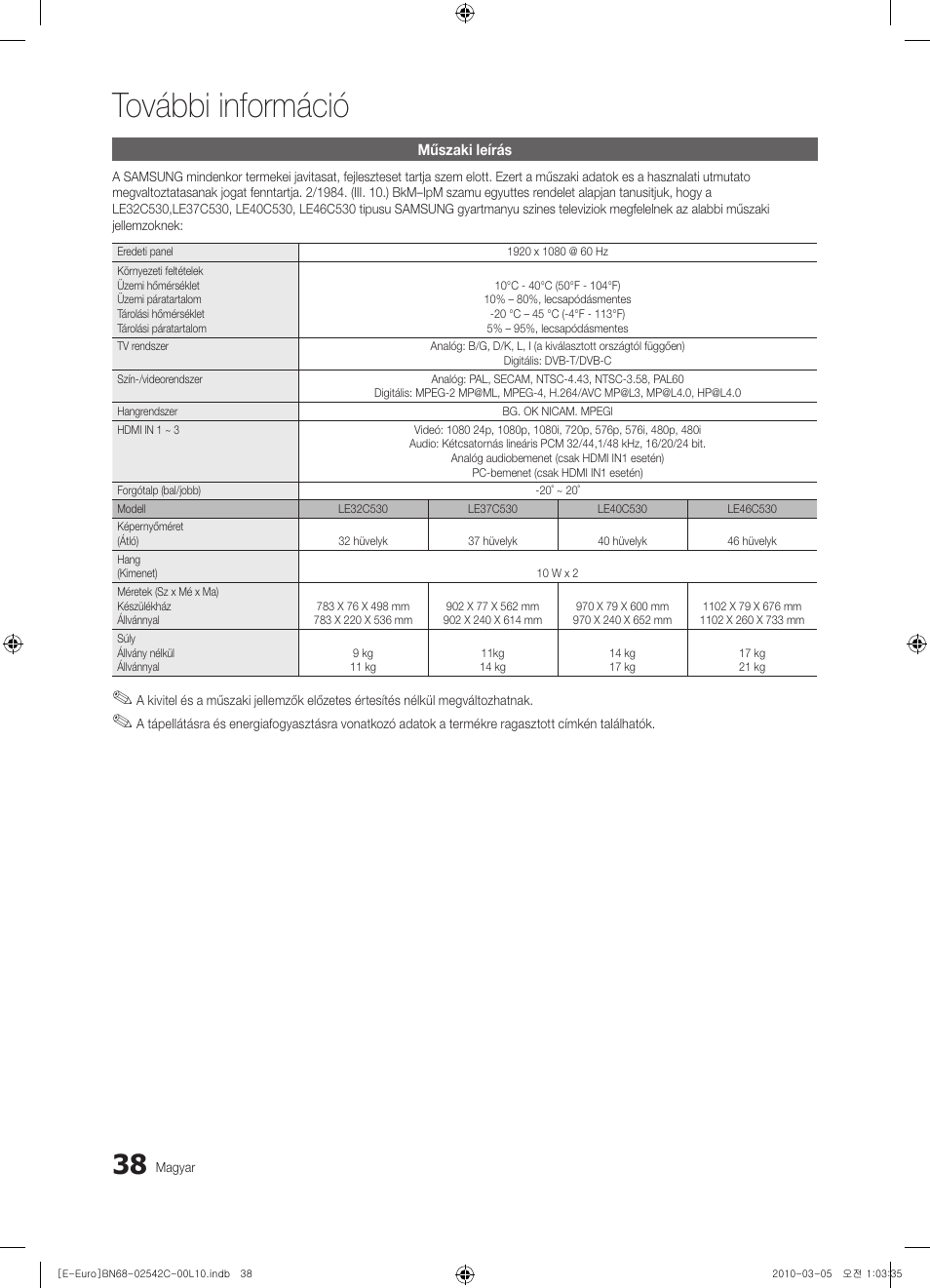 További információ | Samsung LE32C530F1W User Manual | Page 76 / 381