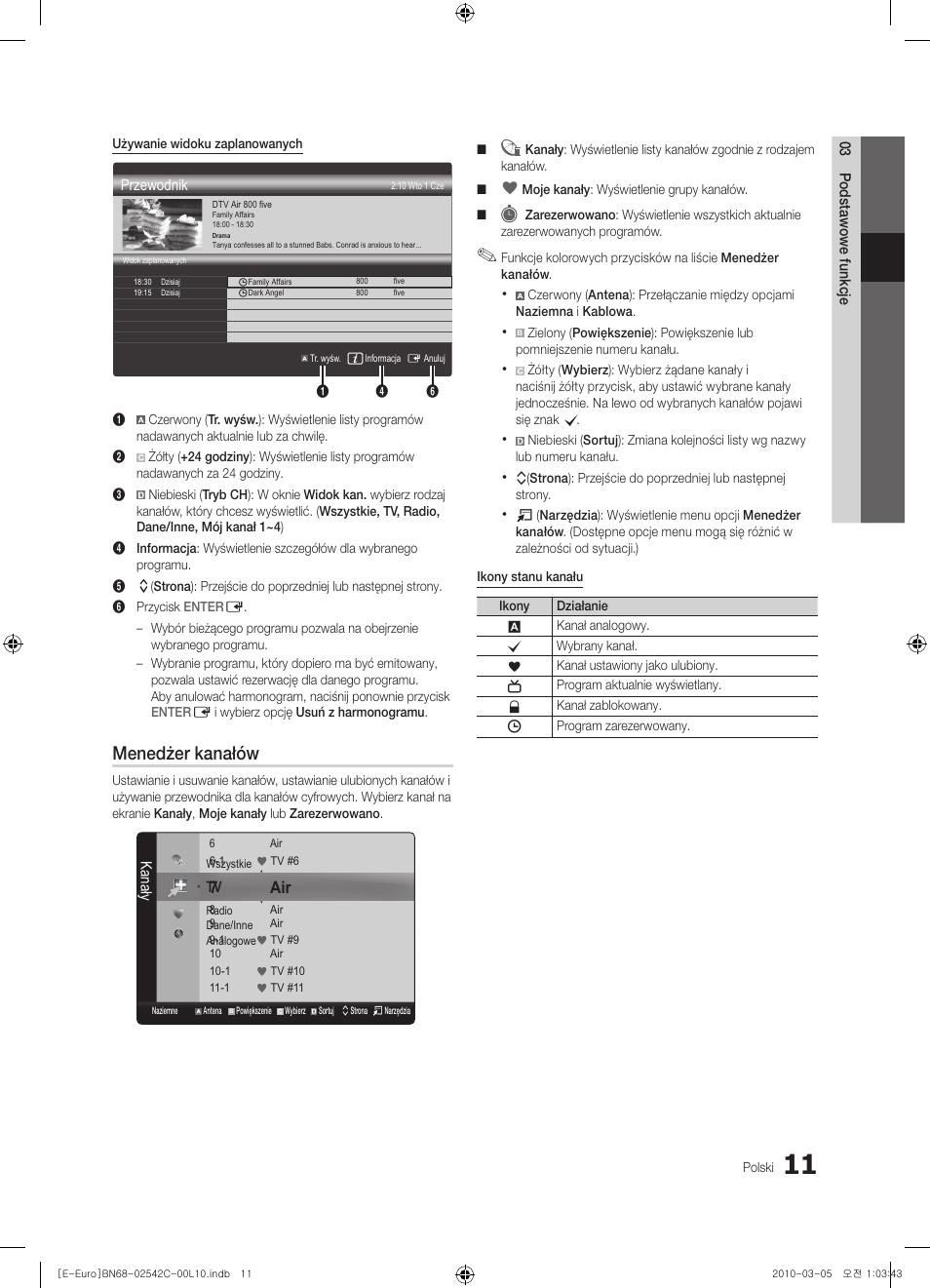 Menedżer kanałów, 7air | Samsung LE32C530F1W User Manual | Page 87 / 381