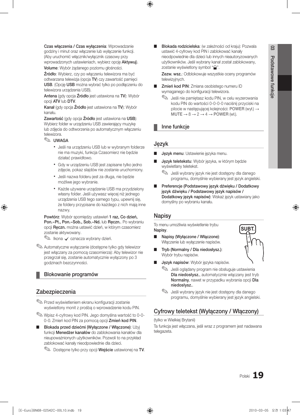Samsung LE32C530F1W User Manual | Page 95 / 381