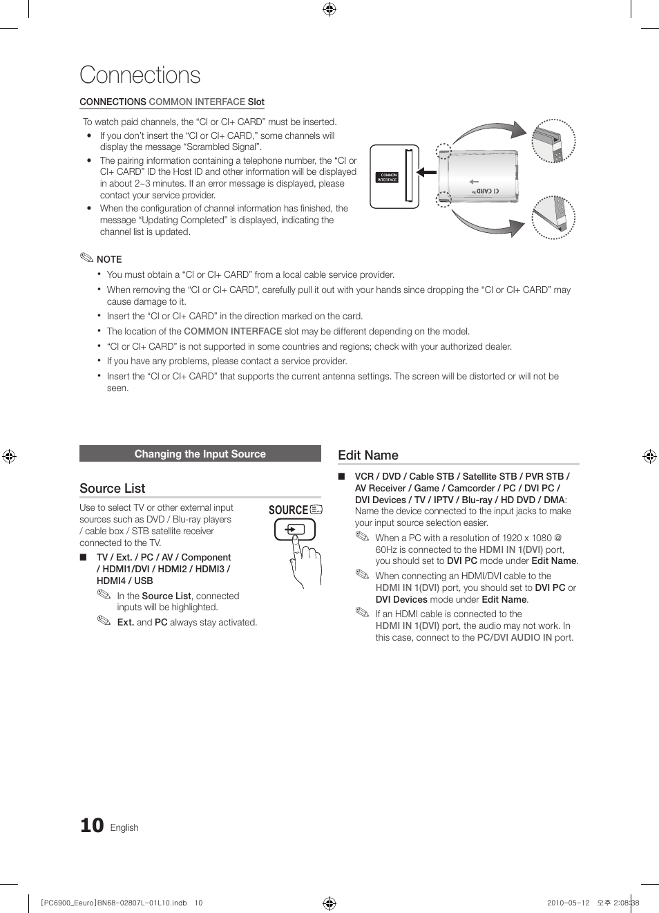 Connections | Samsung PS50C6900YW User Manual | Page 10 / 620