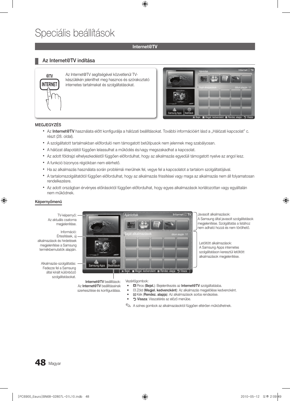 Speciális beállítások, Internet | Samsung PS50C6900YW User Manual | Page 110 / 620