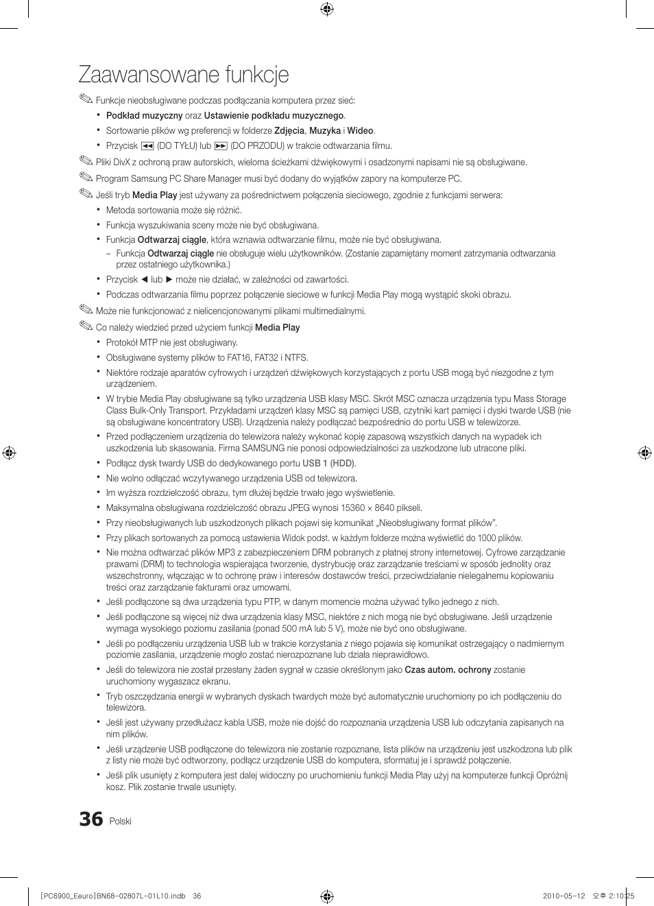 Zaawansowane funkcje | Samsung PS50C6900YW User Manual | Page 160 / 620