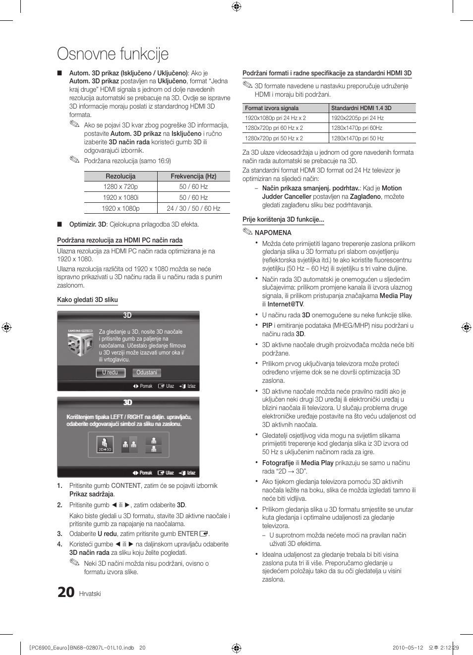 Osnovne funkcije | Samsung PS50C6900YW User Manual | Page 330 / 620