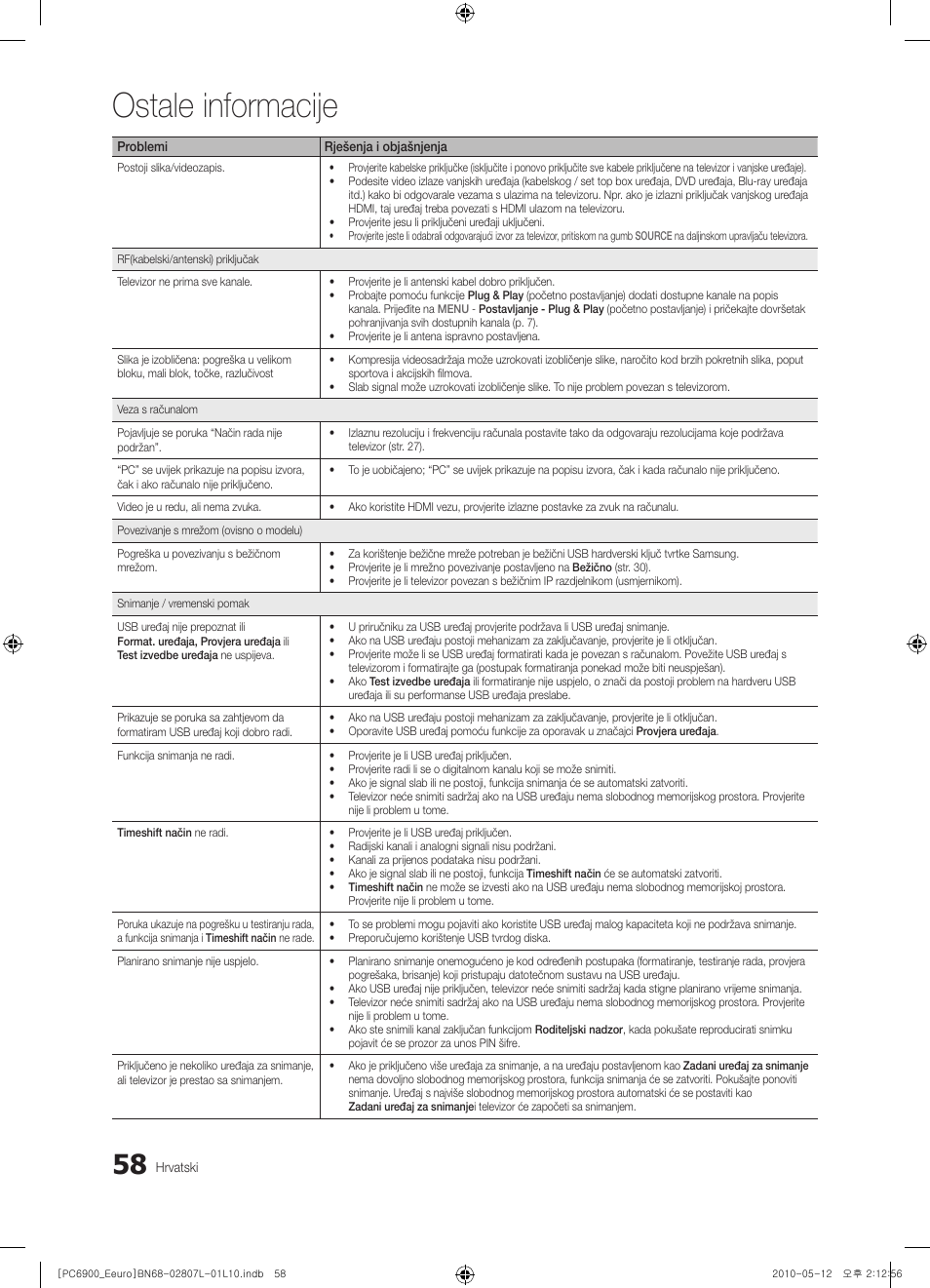 Ostale informacije | Samsung PS50C6900YW User Manual | Page 368 / 620