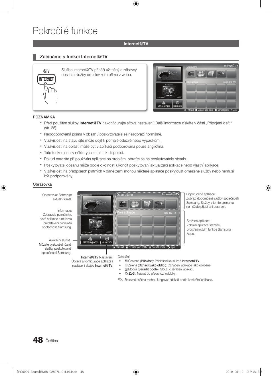 Pokročilé funkce, Internet | Samsung PS50C6900YW User Manual | Page 420 / 620