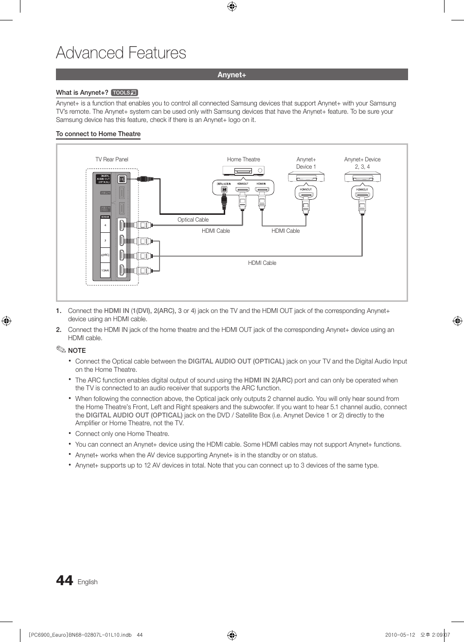 Advanced features | Samsung PS50C6900YW User Manual | Page 44 / 620