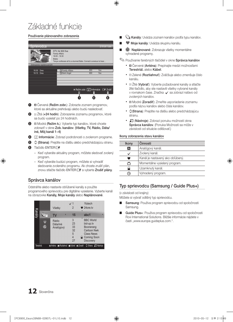 Základné funkcie, Správca kanálov, Typ sprievodcu (samsung / guide plus+) | Samsung PS50C6900YW User Manual | Page 446 / 620