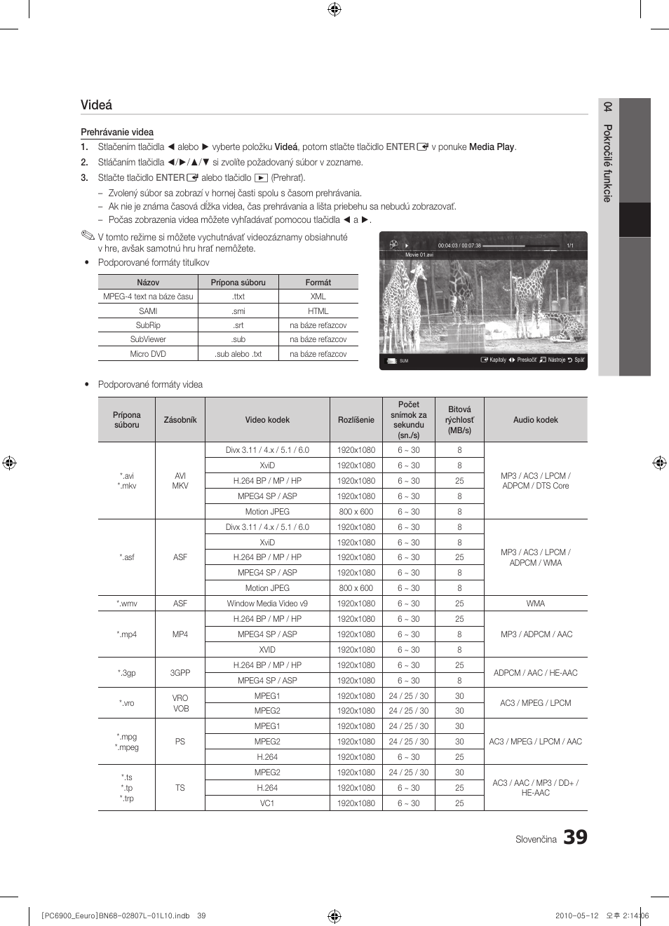 Videá | Samsung PS50C6900YW User Manual | Page 473 / 620