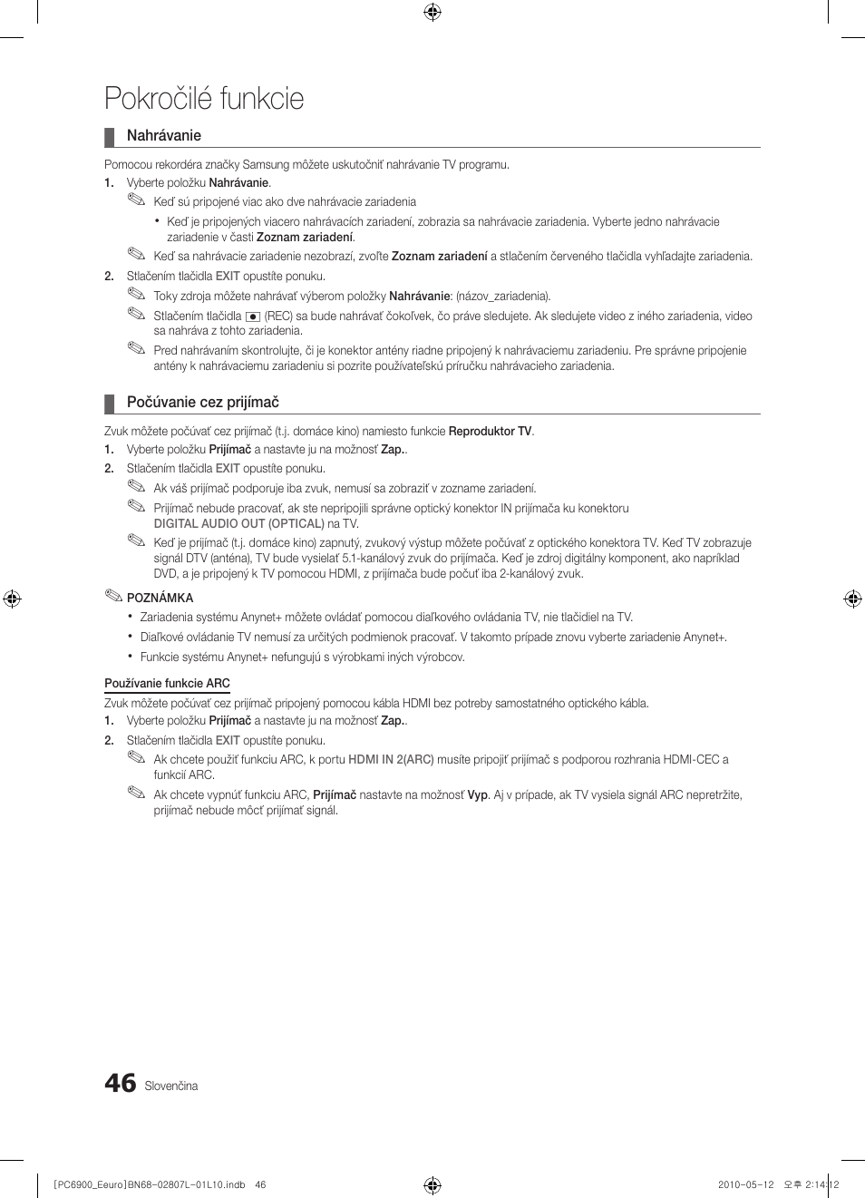 Pokročilé funkcie | Samsung PS50C6900YW User Manual | Page 480 / 620