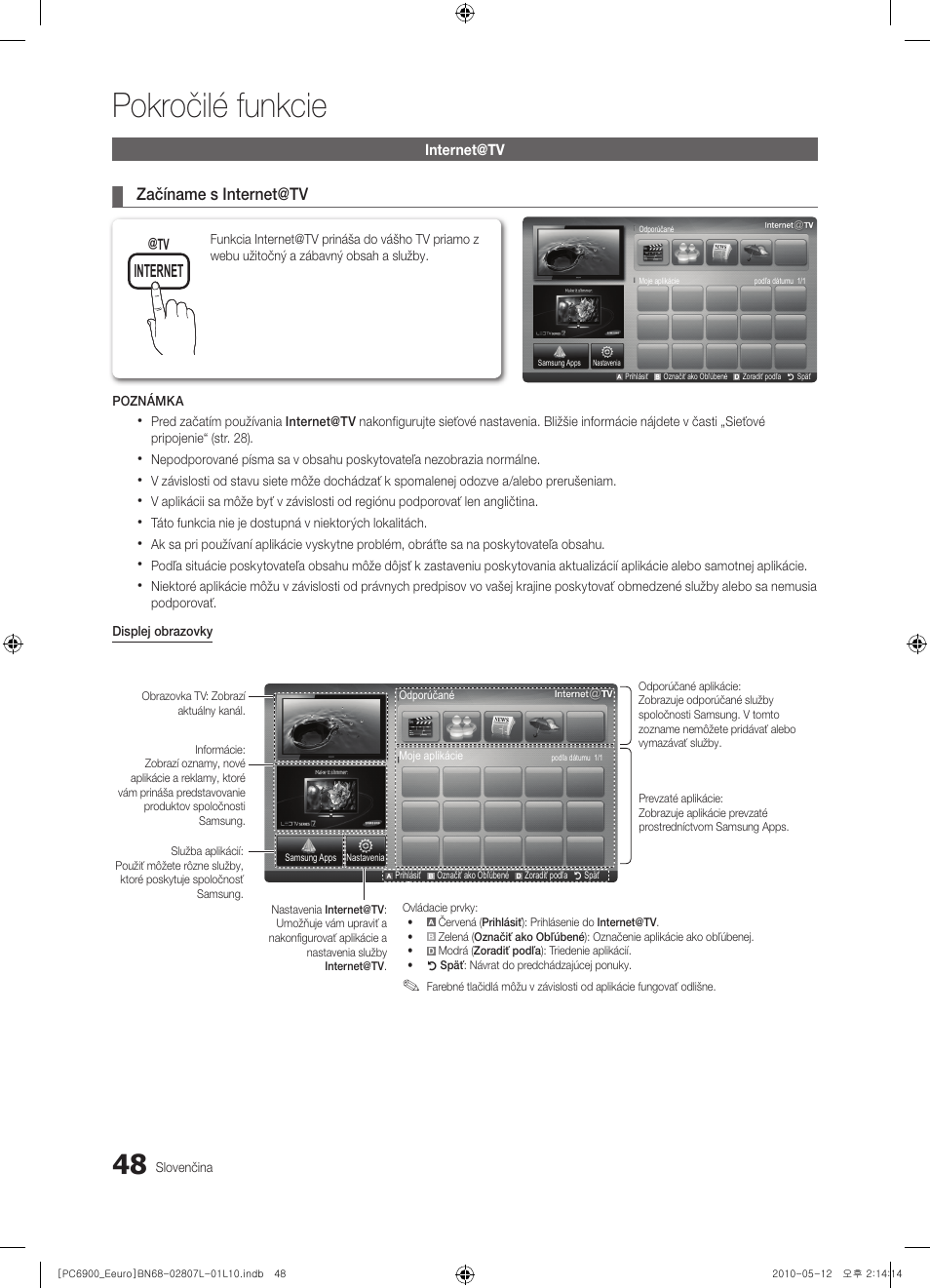 Pokročilé funkcie, Internet | Samsung PS50C6900YW User Manual | Page 482 / 620