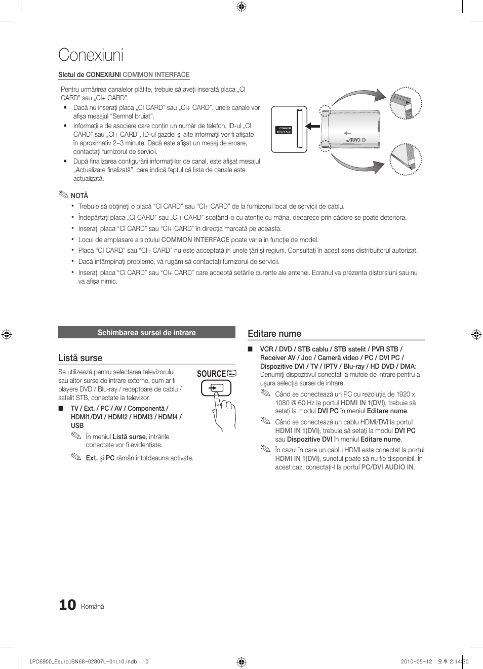 Conexiuni | Samsung PS50C6900YW User Manual | Page 506 / 620