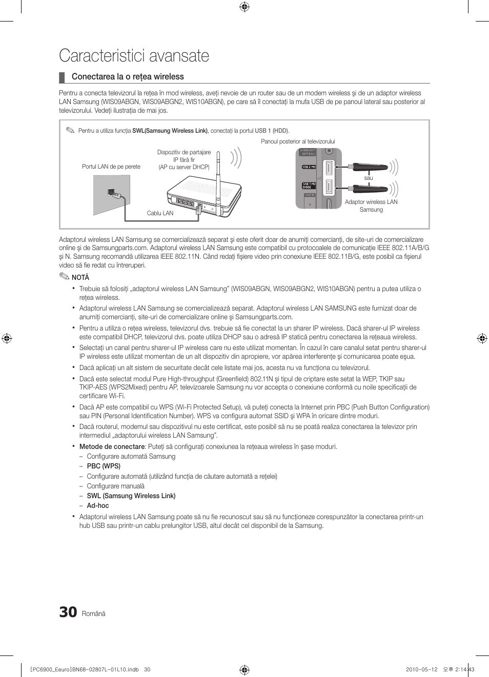 Caracteristici avansate | Samsung PS50C6900YW User Manual | Page 526 / 620
