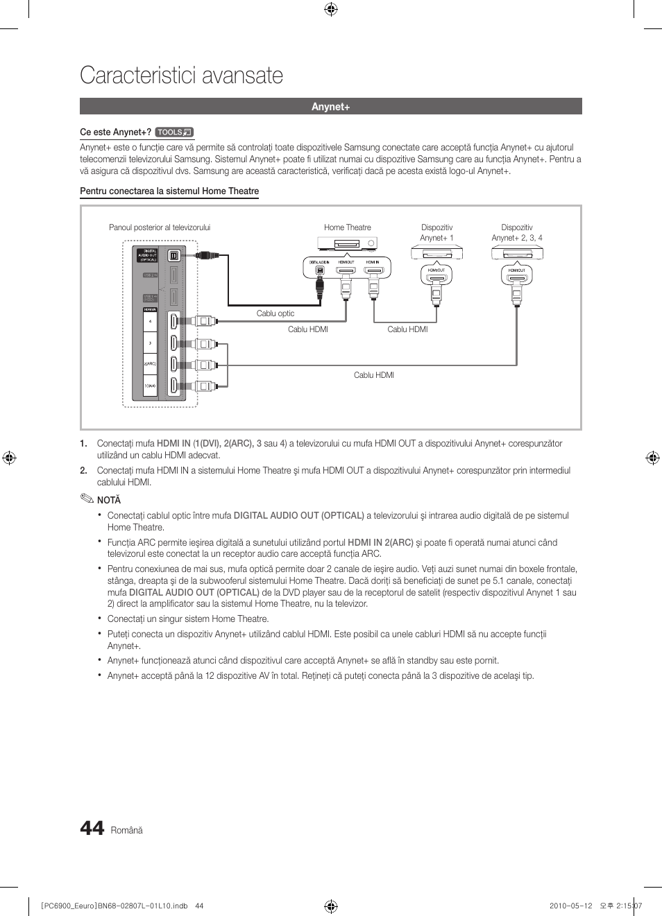 Caracteristici avansate | Samsung PS50C6900YW User Manual | Page 540 / 620