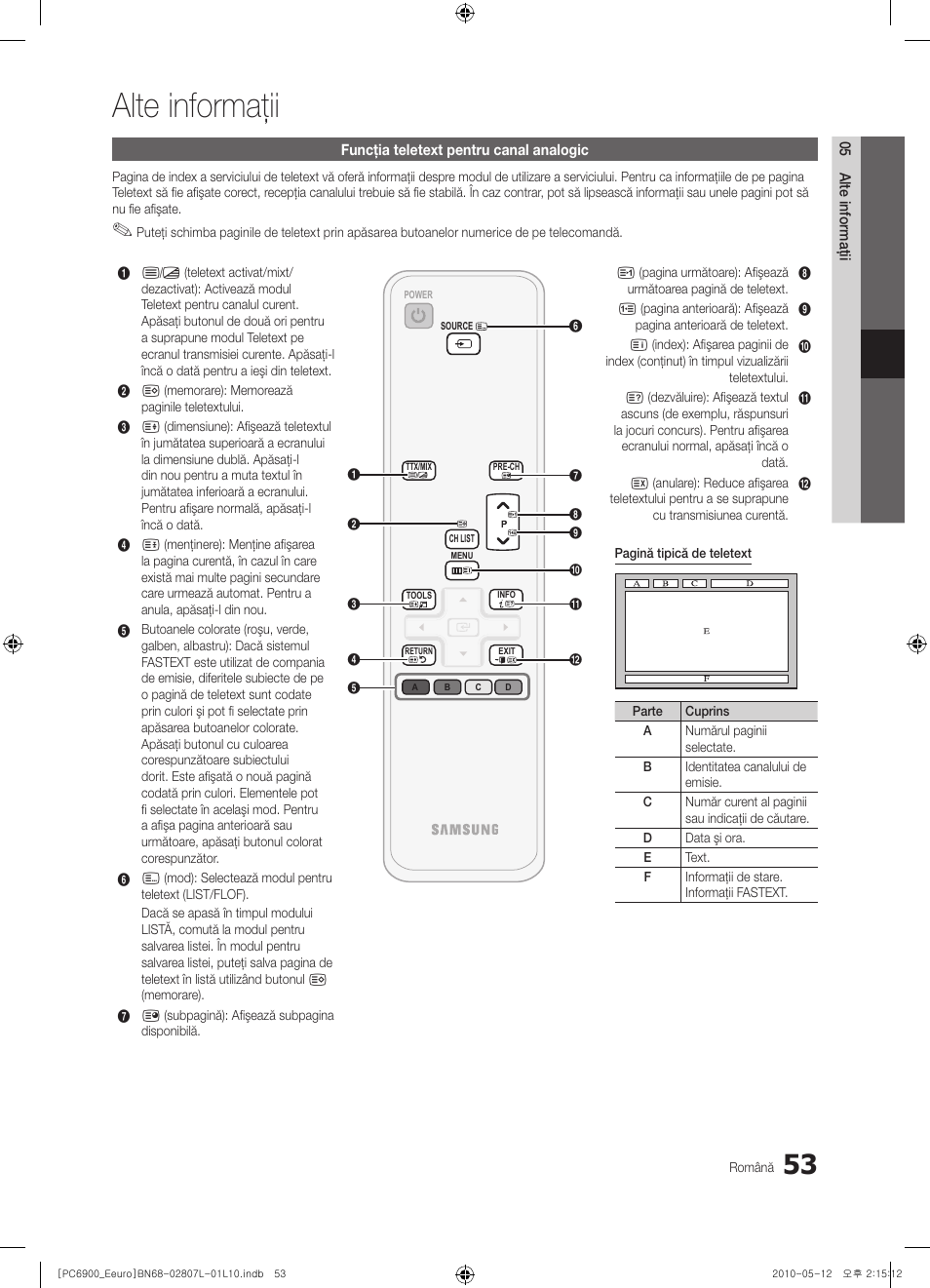 Alte informaţii | Samsung PS50C6900YW User Manual | Page 549 / 620