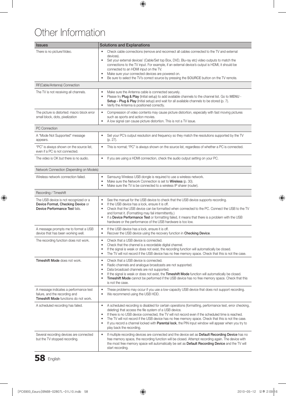 Other information | Samsung PS50C6900YW User Manual | Page 58 / 620