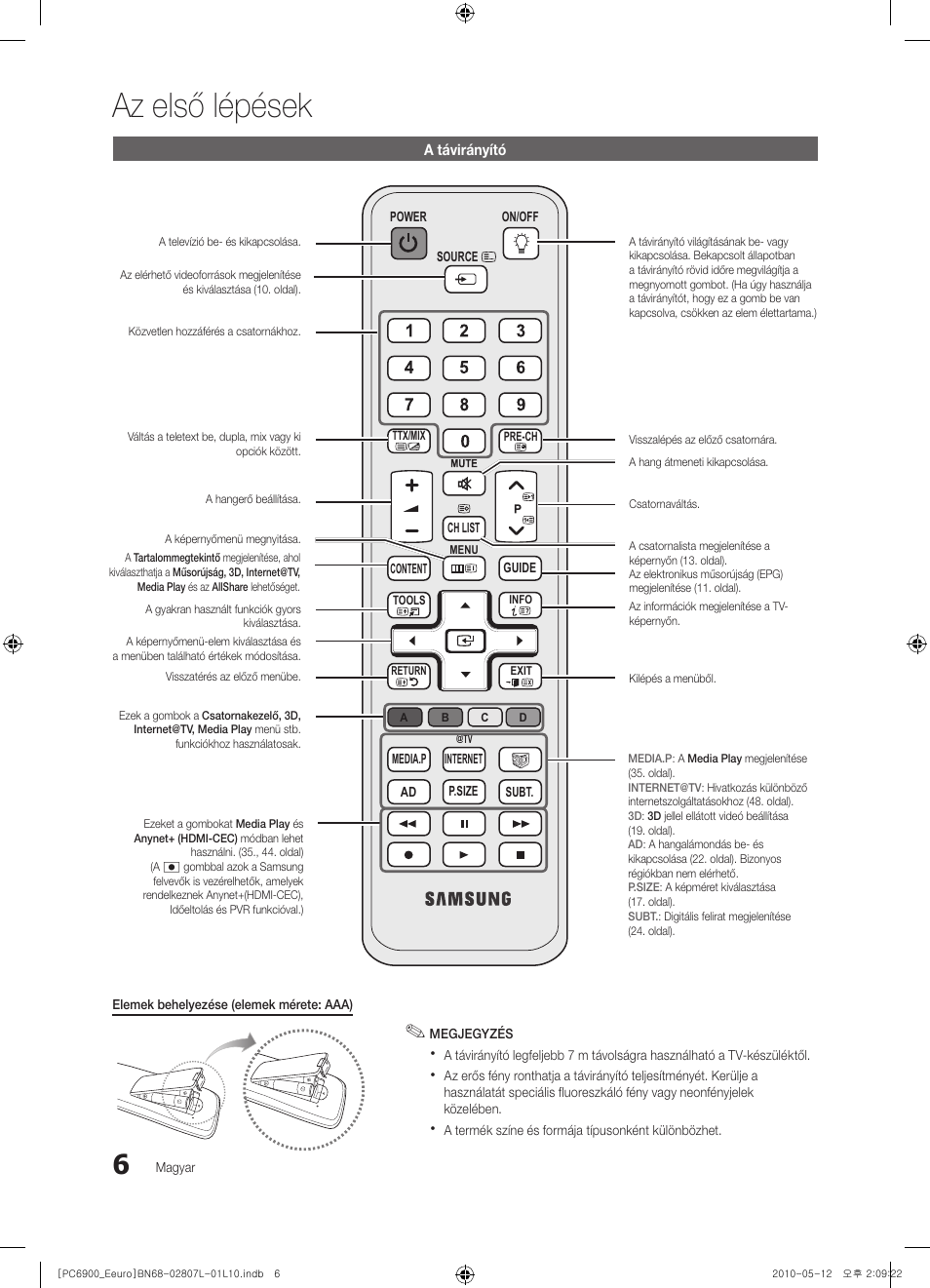 Az első lépések | Samsung PS50C6900YW User Manual | Page 68 / 620