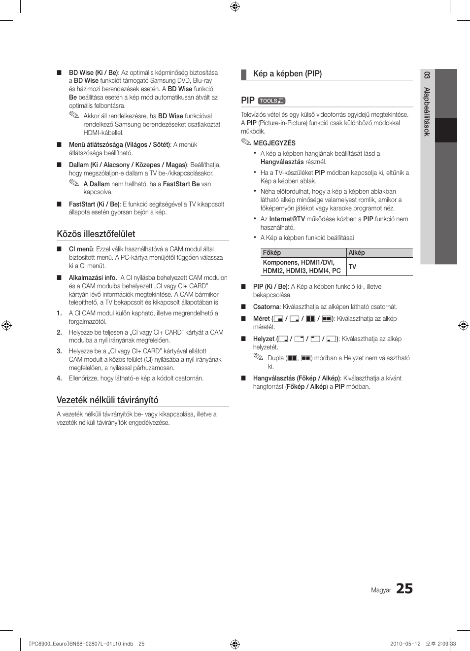 Közös illesztőfelület, Vezeték nélküli távirányító | Samsung PS50C6900YW User Manual | Page 87 / 620