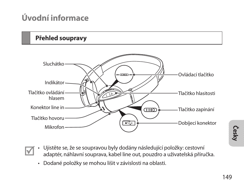 Úvodní informace, Přehled soupravy | Samsung BHS6000 User Manual | Page 151 / 218