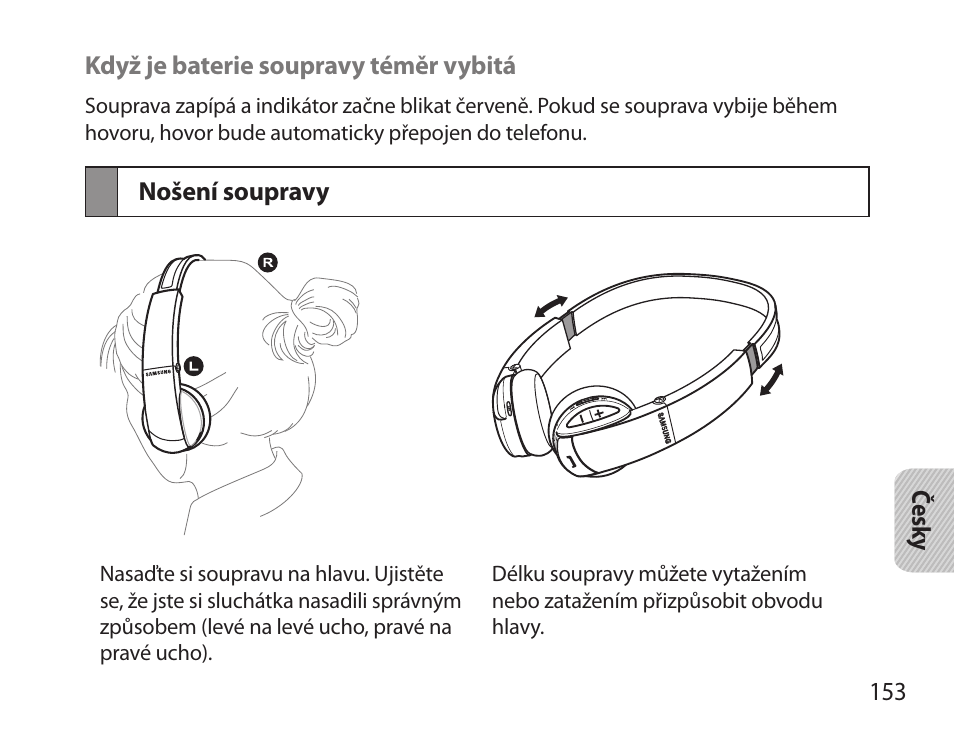 Nošení soupravy | Samsung BHS6000 User Manual | Page 155 / 218