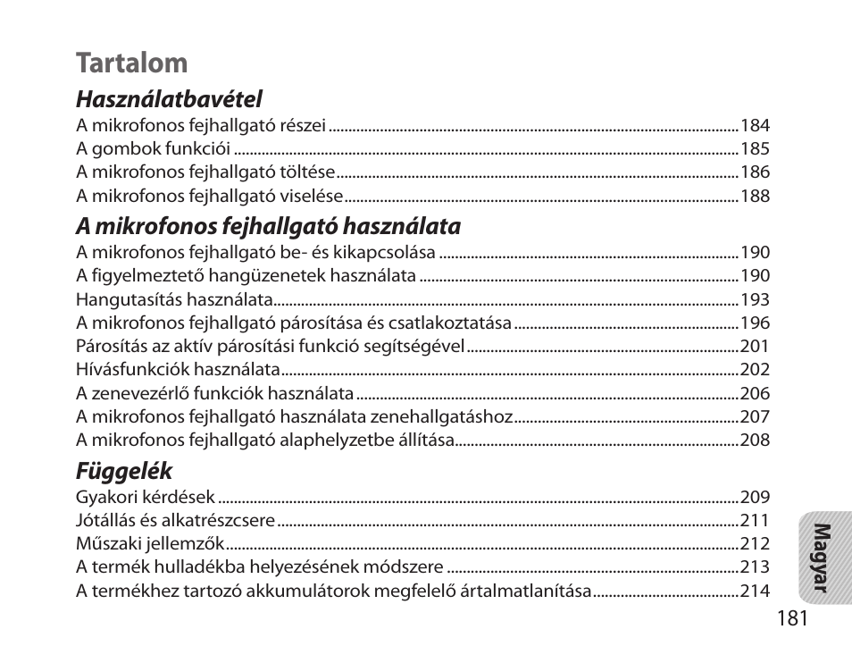 Magyar, Tartalom | Samsung BHS6000 User Manual | Page 183 / 218
