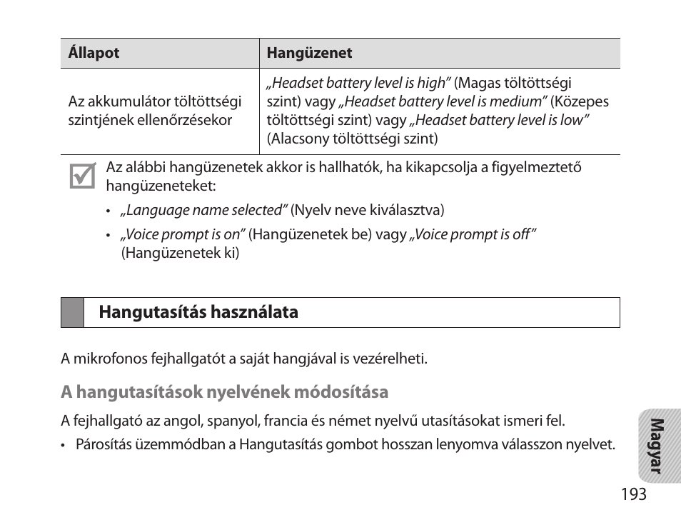 Hangutasítás használata | Samsung BHS6000 User Manual | Page 195 / 218